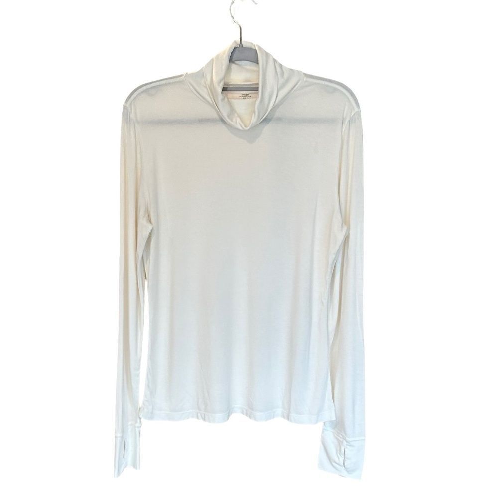 Modern Movement Women's SOFT Long Sleeve Loose Turtleneck Cream-Ivory Large